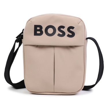 BOSS crossbody, bolsa o pasaportera para niño y adolescente color beige y negro